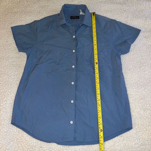 L.L. Bean Traveler Women’s Collared Button Short Sleeve Shirt Blue Small EUC - Picture 9 of 11